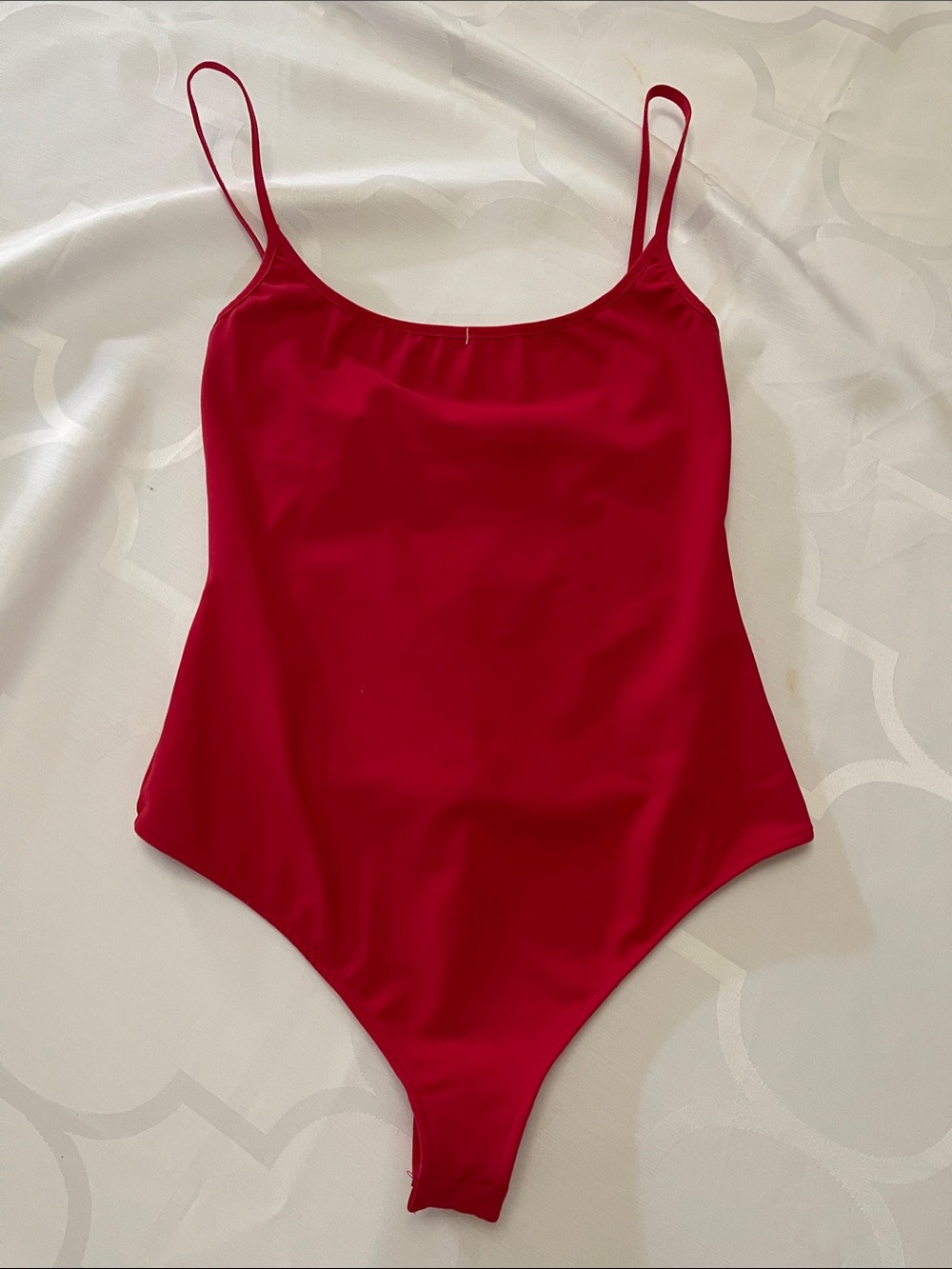 Free People Red Scoop Neck Bodysuit